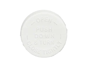 20-400 PDT Text White Child Resistant Cap Foam Liner